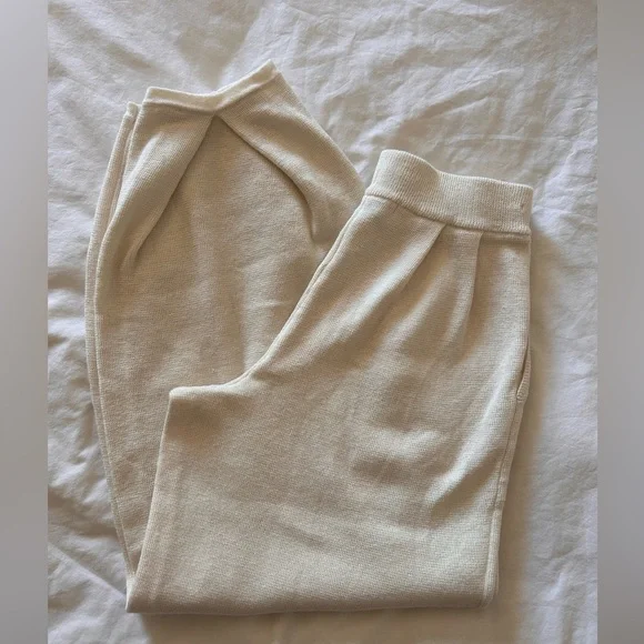 Free People Beach Freya Sweater Set Knit Pants and Top Cream Tan Vacation Set - Picture 8 of 12